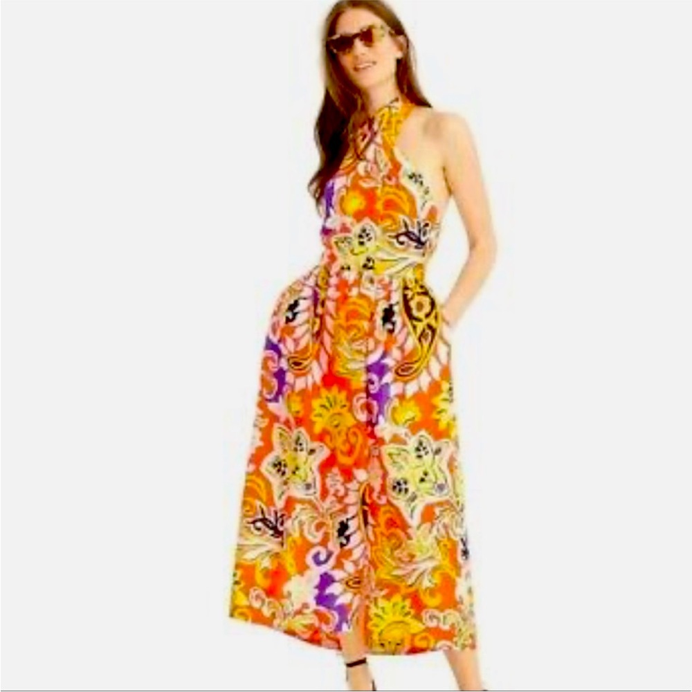 J. Crew Paisley Halter Dress